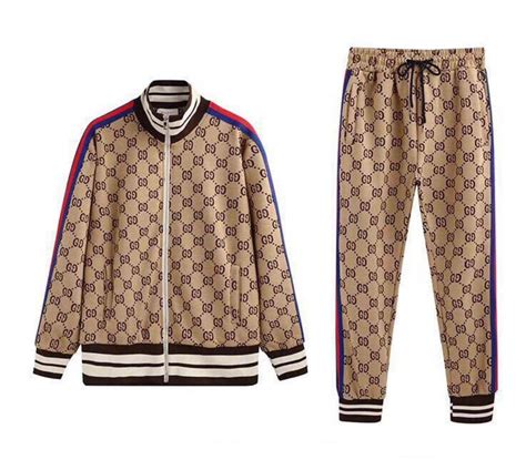 gucci track jacket brown|Gucci jogging suit for men.